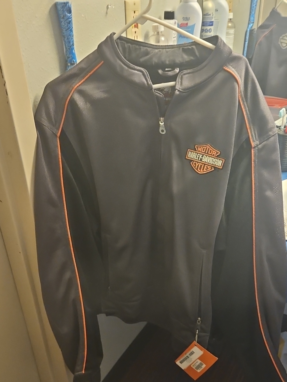 Harley-Davidson Black Jacket with Orange Trim and Logo